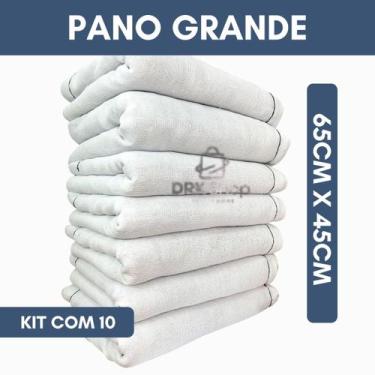 Imagem de Kit com 10 Panos de Chão Brancos Alvejados  100% Algodão 68g, Costura 