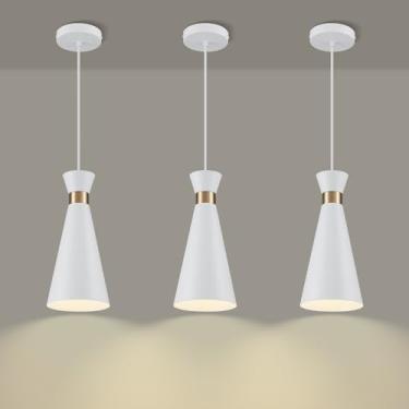 Imagem de Alynzee Novo Pacote Com 3 Luminárias Pendentes Brancas Pequenas, Ilha De Cozinha Latão Dourado, Mini Modernas Para Pendurar No Teto, Luz Ajustável Pia Bar, Quarto E Sala Jantar, 2025