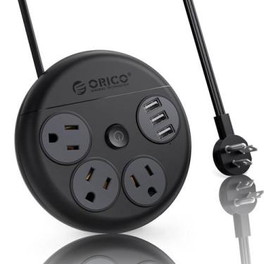 Imagem de Cabo de extensão ORICO Flat 3 saídas, 3 portas USB, 10 pés, preto