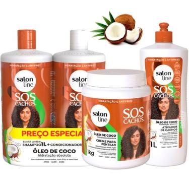 Imagem de Kit SOS Cachos Coco Família Creme Ativador Litrão Salon Line