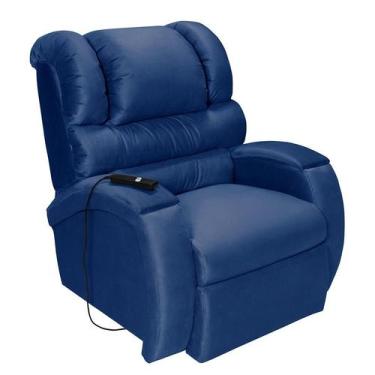 Imagem de Poltrona Reclinável Motorizada Imperial Suede Azul Marinho - Império E