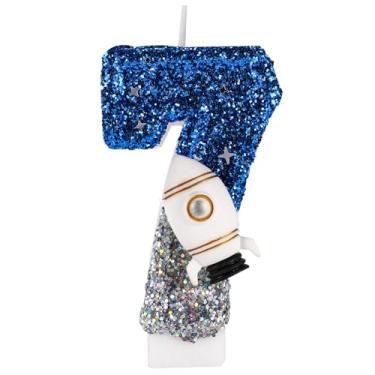 Imagem de Vela Aniversário Nave Espacial, Decorações de Aniversário Astronauta Espacial Vela Brilhante com Número de Astronauta Decorações Bolo no Espaço Sideral para Festa Temática (7)