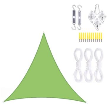 Imagem de TBATM Parabrisas de Sol ao ar Livre 2.4x2.4x2.4m Triângulo Sol Parabrisa Vela, Uv Bloqueador Parabrisa Vela com Kit de Fixação e Cordas Livres, Impermeável, para Pátio Jardim Piscina,Green