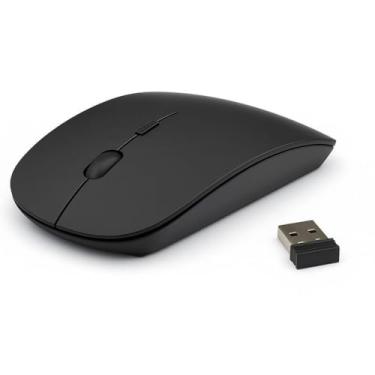 Imagem de Mouse sem Fio com Clique Silencioso, Anti Ruído Ambidestro com Desing Preto, Conexão USB