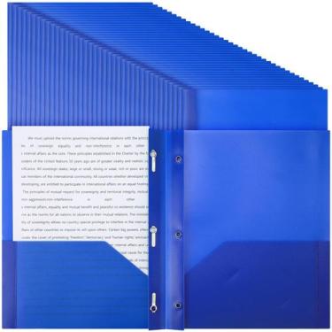 Imagem de Pastas de plástico Patelai 48 unidades com bolsos e pinos azuis