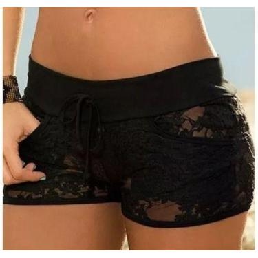 Imagem de Shorts Feminino Renda Sexy Elástico Luxo - RTSA, Preto, 34