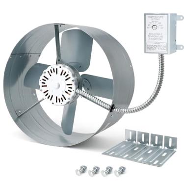 Imagem de Aibabcue Ventilador De Sótão Com Ventilação Empena, Exaustor 15" Termostato Ajustável Para Galpão, Casa, Garagens, 1600 Pés Cúbicos Por Minuto, 1050 Rpm, 2400 Quadrados (1600 Minuto)