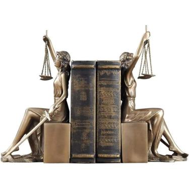 Imagem de Suporte Para Livros 1 Par De Estátuas Romanas Da Justiça, Suportes Para Livros De Decoração Para Casa Estatueta De Bronze Deusa Romana Esculturas De Mesa Presentes Para Escritório De Estudo