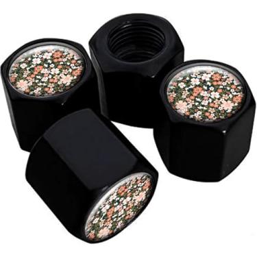 Imagem de Tampas de haste de válvula de pneu de metal, pacote com 4, tampas de haste de roda de carro, tampas de válvula de ar universais de alumínio para carros, caminhões, SUVs, bicicletas, motocicletas