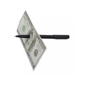Imagem de MilesMagic Magician's Pen Through Paper, Dollar, Bill, Poker Card Ultimate Money Penetration Misled Gimmick for Close Up Easy Mystery Magic Tricks, Black