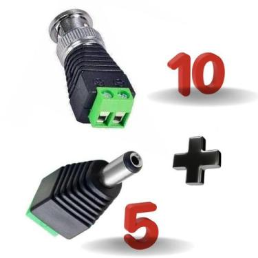 Imagem de Kit 10 Conectores Bnc Macho Com Borne + 5 Plug P4 Macho - Vs