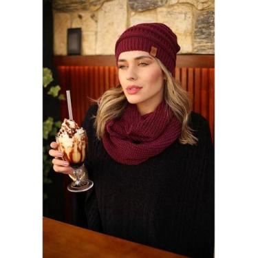 Imagem de Conjunto Touca Caída Gorro Beanie Masculino E Feminino Com Cachecol Go