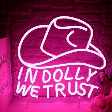 Imagem de Dracey In Dolly We Trust Neon Sign, Pink Cowgirl Hat Led Signs, Country Retro Style Western Wall Art Neon Sign, Usb Powered For Teen Bedroom Man Cave Party Estética Presente de Aniversário de Natal(12