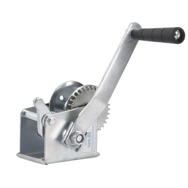 Imagem de Dawot Guincho de reboque de barco com capacidade de 226 kg, guincho manual pequeno sem cabo, proporção de 4,1: 1, correia de manivela de engrenagem, guincho de engrenagem, catraca unidirecional,