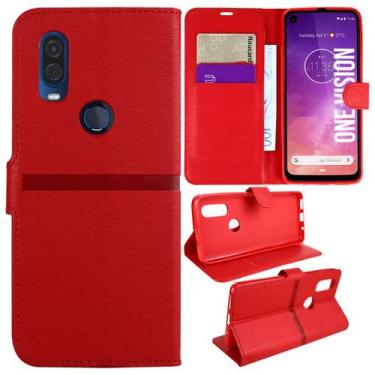 Imagem de Capa Carteira Couro VERMELHA Moto One Vision XT1970 6.3 - Cell In Powe
