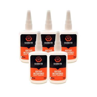 Imagem de Kit 05 Adesivo Instantâneo 100g Multiuso Média Viscosidade Gasômetro M