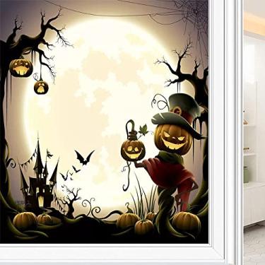 Imagem de Película de privacidade para janela de Halloween, padrão de estilo Halloween, filme de vidro para sala de estar e escritório em casa, L90 x C 190 cm