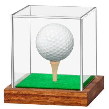 Imagem de Hxezoc Estojo De Acrílico Transparente Para Exposição Bolas Golfe Com Base Madeira E Suporte Cubos, Recordações, Caixa Armazenamento Proteção Contra Poeira Coleções Individuais Souvenir