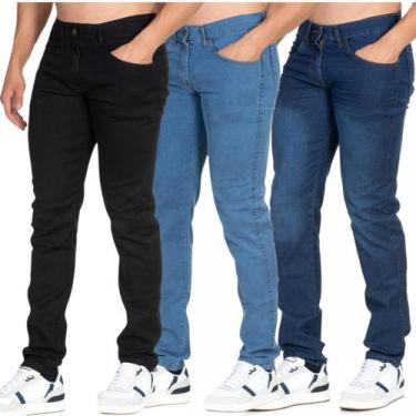 Imagem de kit C/3 Calça Jeans Masculina Com Elastano Skinny Estica Bem - Memoriz