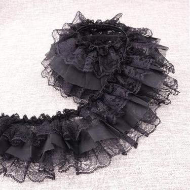 Imagem de Acabamento em renda elástica com babados pretos para decoração de casamento, costura e artesanato (AIETSYEI)