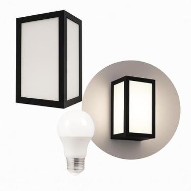 Imagem de Arandela Luminária Vitra 3 Vidros Externa Preta + LED A60 12W Br. Frio