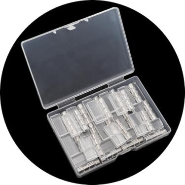 Imagem de Adyoney 20 mini dobradiças transparentes de 24 mm x 32 mm, dobradiça dobrável de acrílico transparente de 2,5 cm com pino de dobradiça de ferro, dobradiça pequena para caixa de joias, caixa de