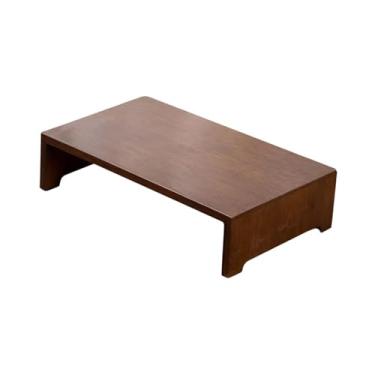 Imagem de ＫＬＫＣＭＳ Banco baixo de madeira, portátil, versátil, economizador de espaço, elegante, pequeno, pufe, apoio para os pés, para casa, sala de estar, escritório, Marrom Escuro