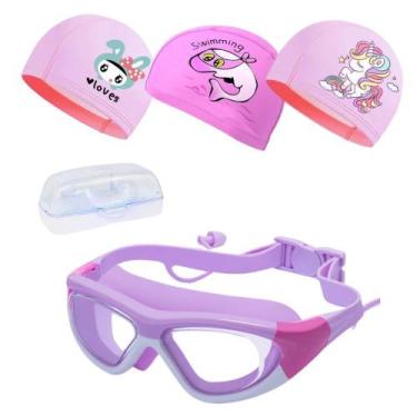 Imagem de Kit Max Óculos e 3 Toucas de Natação Infantil Hero Band Coleção Tibumm