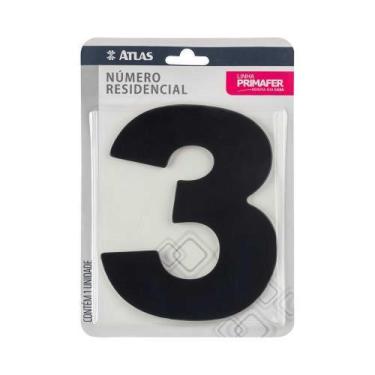 Imagem de Número Residencial Adesivo Preto 3 - Alumínio Composto - Fita 3M VHB -
