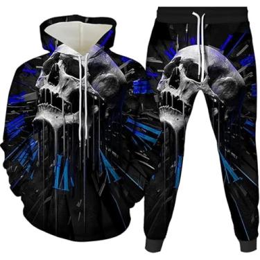 Imagem de Caveira Masculina Jogging Suit Hoodie E Calças Masculinas Treino Masculino Terno Esportivo