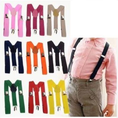 Imagem de Suspensório Infantil Regulador Elástico Liso Social Unisex Pajem 80 Cm