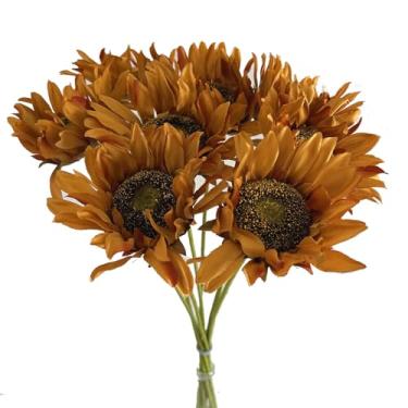 Imagem de UiiziC Flores artificiais girassol 8 peças 35"/90 cm plantas falsas buquê de flores falsas a granel para enchimento de vasos Wfloral arranjo guirlanda festa de casamento buquês centro de mesa jardim