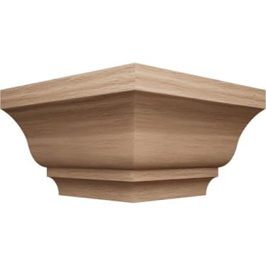 Imagem de 2 13/40.6 cm P x 8,5 cm A WM48 Americraft Solid Hardwood Stain Grade MiterLink Crown Molding Outside Corner, Red Oak (Matches Moulding MLDW01X04WM48RO)