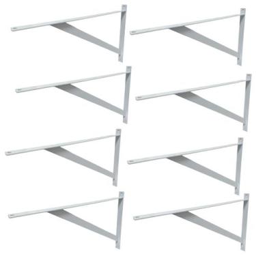 Imagem de Kit 8 Cantoneiras Reforçadas Mão Francesa Branca 20cm x 15cm Novoletto