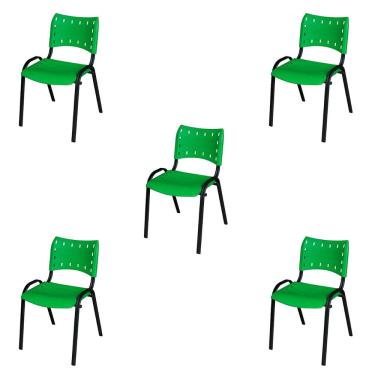 Imagem de Kit 5 Cadeira ISO Tubo Oblongo Aço Industrial Empilhavel