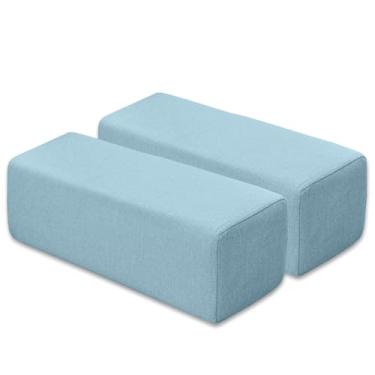 Imagem de NANGELRN Almofada de descanso de braço de sofá, almofada de descanso de braço de linho, almofada de apoio de braço de espuma de alta densidade, suporte de cotovelo retangular removível e lavável para