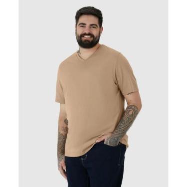 Imagem de Camiseta Básica Masculina Malwee Plus Size Gola V Ref. 87848, Marrom c