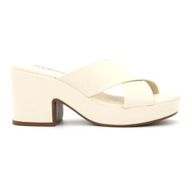 Imagem de Tamanco Plataforma Feminino Moleca Original com Tiras Cruzadas, Branco