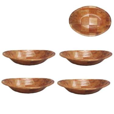 Imagem de 4 Gamelas Travessa Tigela Bambu Servir Petiscos Cozinha 20cm - Chinato