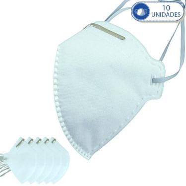 Imagem de 10 Máscaras Descartáveis KSN PFF2 Branca com Clip Nasal e Elástico de 