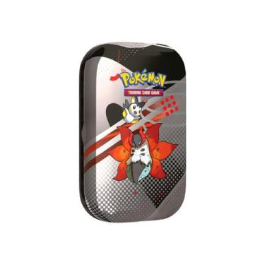 Imagem de Mini Lata Pokemon Raio Preto e Fogo Branco De Volcarona e Emolga