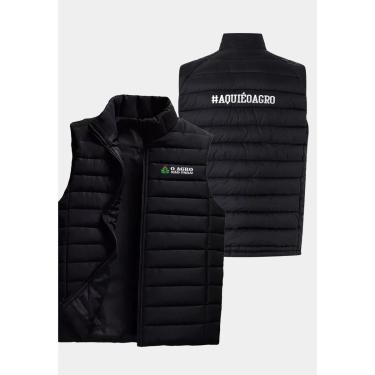 Imagem de Colete Puffer Bordado O Agro Não Para com Bolsos e Capuz Removível Masculino-Masculino