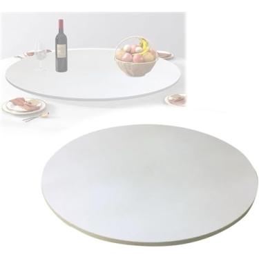 Imagem de Prato Giratório Grande Lazy Susan De 40in Para Tampo De Mesa, Bandeja De Servir Rotativa De Madeira Com Base Silenciosa, Prato De Servir De Mesa De Jantar Redonda Pa, White, 80cm/32inch