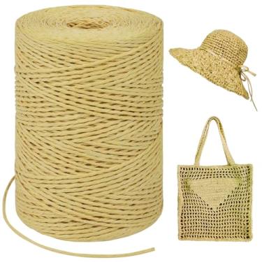 Imagem de LEREATI Fio de ráfia marrom para sacos de crochê, fita redonda de 1,5 mm x 328 jardas para embrulho de presente, fio de papel para chapéu de sol de crochê, bolsa, artesanato DIY, decoração de férias