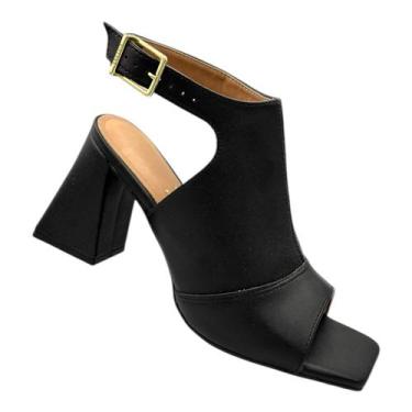 Imagem de Sandalia Feminina Vizzano Salto Grosso Open Boot 6464.129 Salto Baixo 