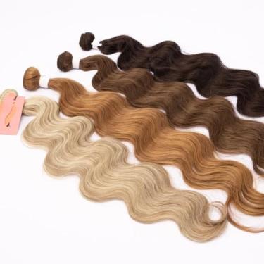 Imagem de Cabelo do Futuro Ondulado Na Tela 65cm 100g Mega Hair 4 Cores Extensão Profissional (Castanho Escuro)