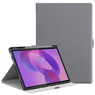 Imagem de Derwere Capa para Lenovo Idea Tab Pro com suporte para caneta, capa magnética de silicone à prova de choque para Lenovo Tab Pro 12,7 polegadas 2025 TB373FU, cinza