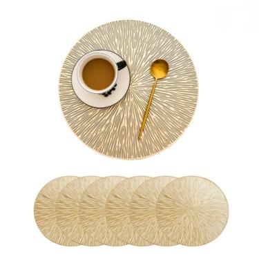 Imagem de Conjunto de 6 jogos americanos redondos em PVC, adequados para mesas de cozinha e restaurantes. (B1011-KIT6)