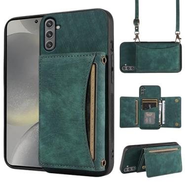 Imagem de Capa de telefone para Samsung Galaxy S25 5G Capa carteira com alça de ombro transversal, couro PU, porta-cartão de crédito, bolso fino, suporte para celular, bolsa flip S 25 25S 25 25S SM-S931U