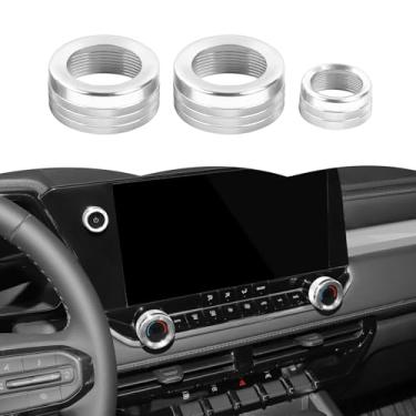 Imagem de RT-TCZ Tampa do botão do botão do interruptor do console central, capa do botão do interruptor de rádio AC, acessórios interiores para Chevrolet Chevy Colorado 2024 2025 (prata)